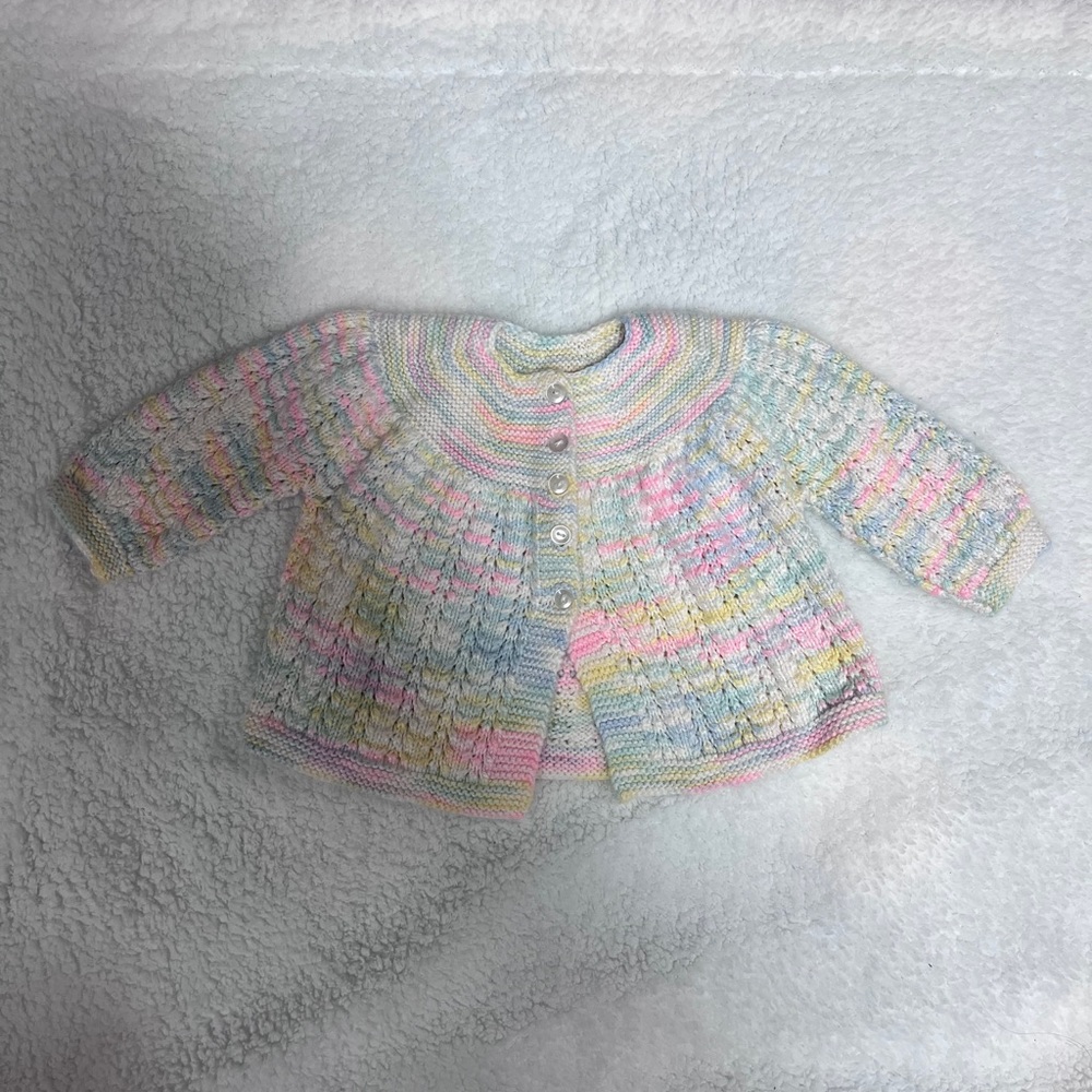 Hand-Knit Pastel Baby Cardigan